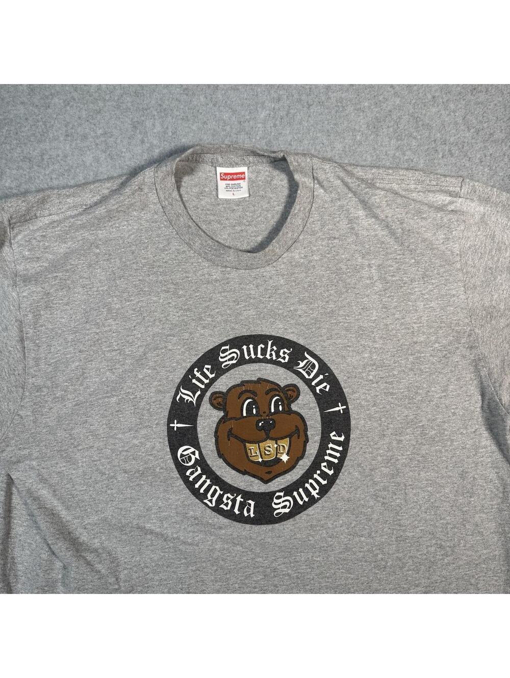 Y2K supreme bear Spellout graphic tee